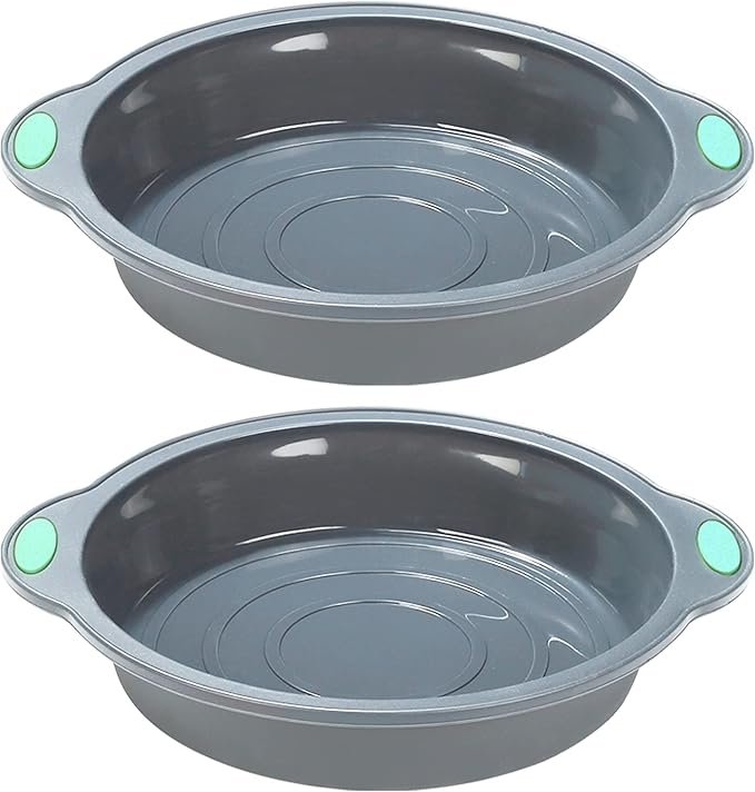 To encounter 9 Inch Silicone Round Cake Pans, 2 Pack Nonstick Silicone Baking Pans Set, Food Grade Cake Molds, with Metal Reinforced Frame More Strength