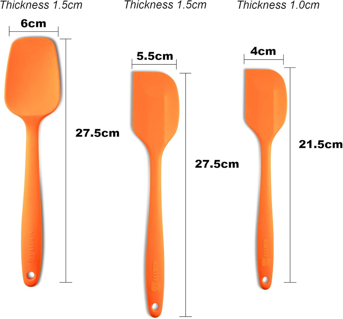 Silicone Spatula 3-piece Set, Ergonomic Handle High Heat-Resistant Spatulas, Non-stick Rubber Spatulas with Stainless Steel Core, Orange