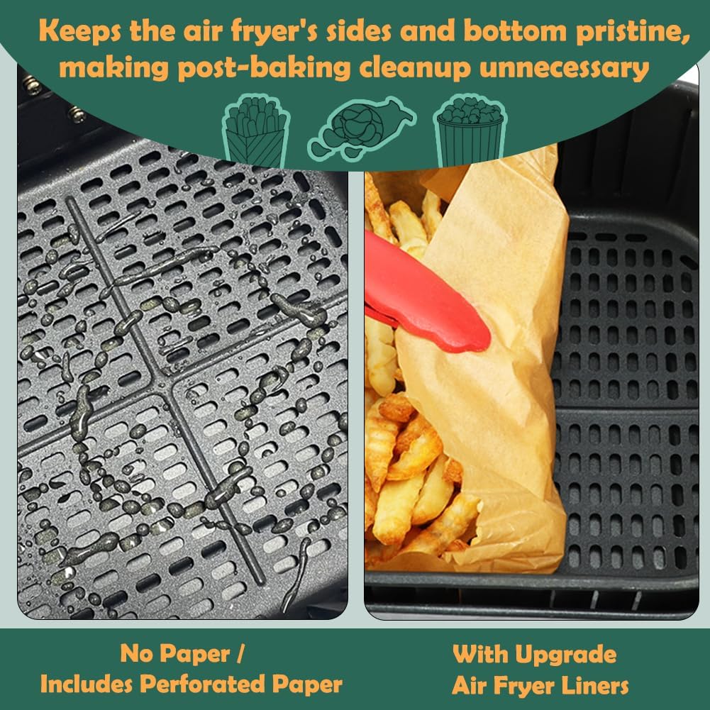 BYKITCHEN Small Air Fryer Disposable Paper Liners for 2 to 5QT Airfryer, Mini Air Fryer Parchment Paper Liners, Compatible with CHEFMAN 2 QT, Cosori 2.1 QT, Dash, Instant Pot Mini Airfryer