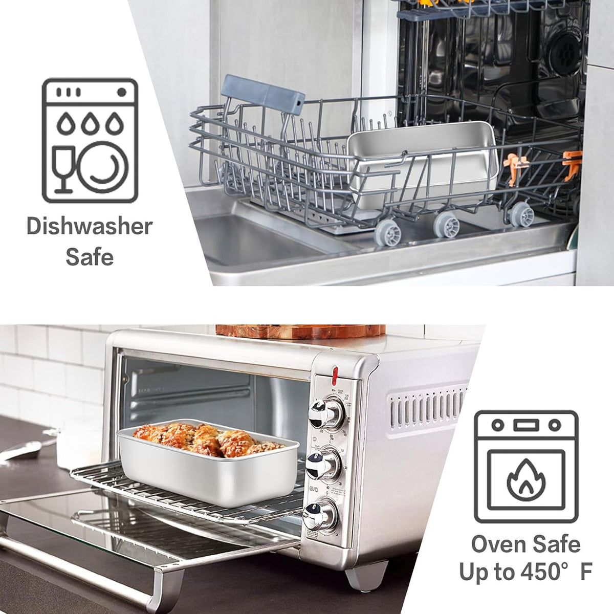 E-far Loaf Bread Pan Set of 10, 9x5 Stainless Steel Loaf Pan, Metal Rectangle Bakeware for Baking Homemade Bread Banana Cake Meatloaf, Non-Toxic & Rust Free, Easy Release & Dishwasher Safe