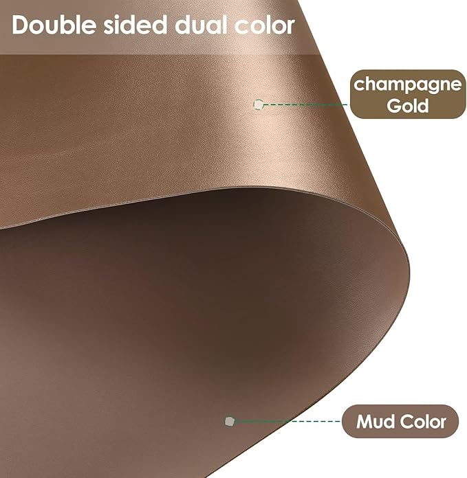 Desk Pad - 14x45 Inch Waterproof Easy to Clean Can Conceal Flaws Protector The Table Top from Scratches Used for Coffee Table Office Table Dresser(Mud Color+Champagne Gold 14x45)