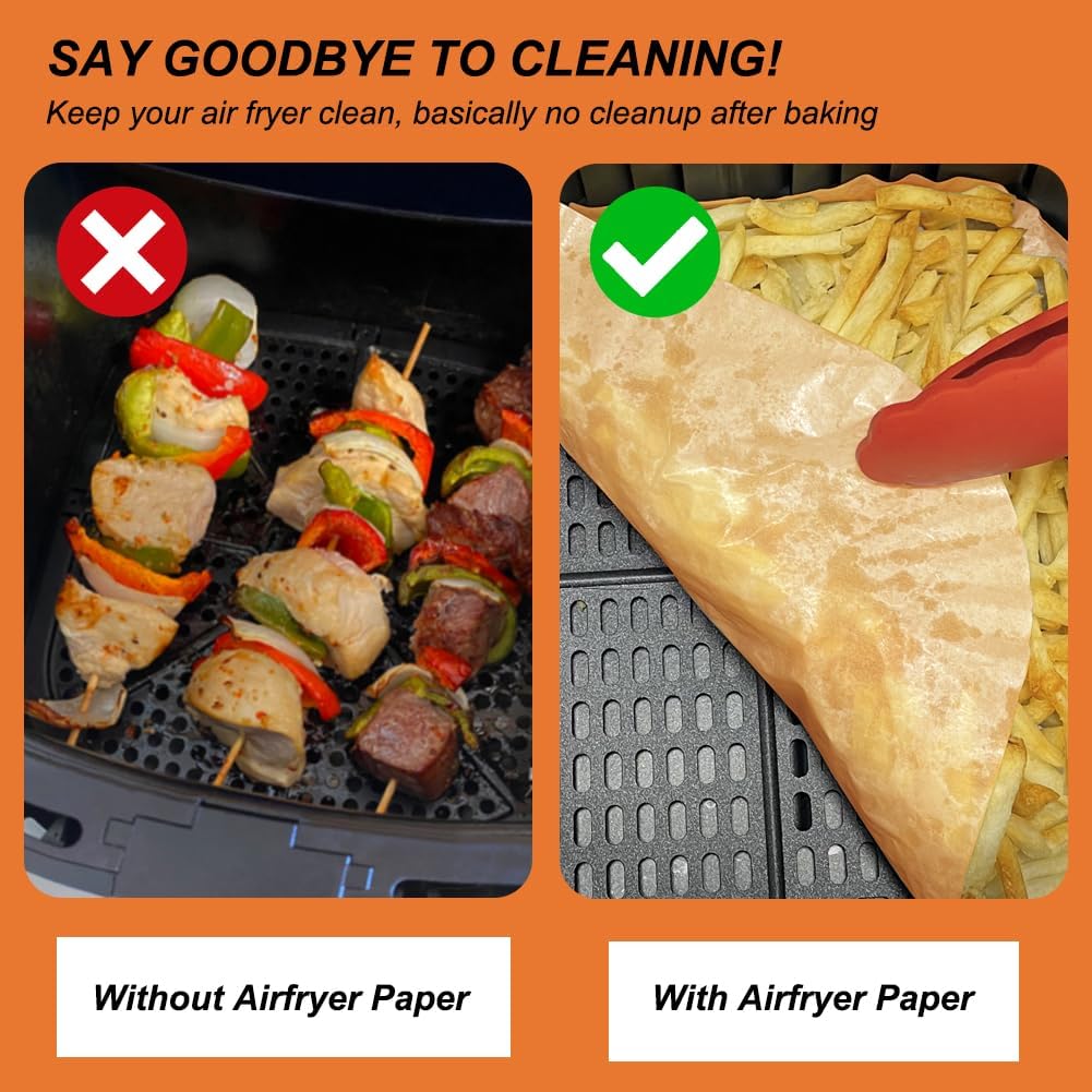 BYKITCHEN Small Air Fryer Disposable Liners for 2 to 5 QT Airfryer, 200PCS Mini Air Fryer Parchment Paper Liners, Compatible with CHEFMAN 2 QT, Cosori 2.1 QT, Dash 2.6 Qt, Instant Pot Mini Airfryer