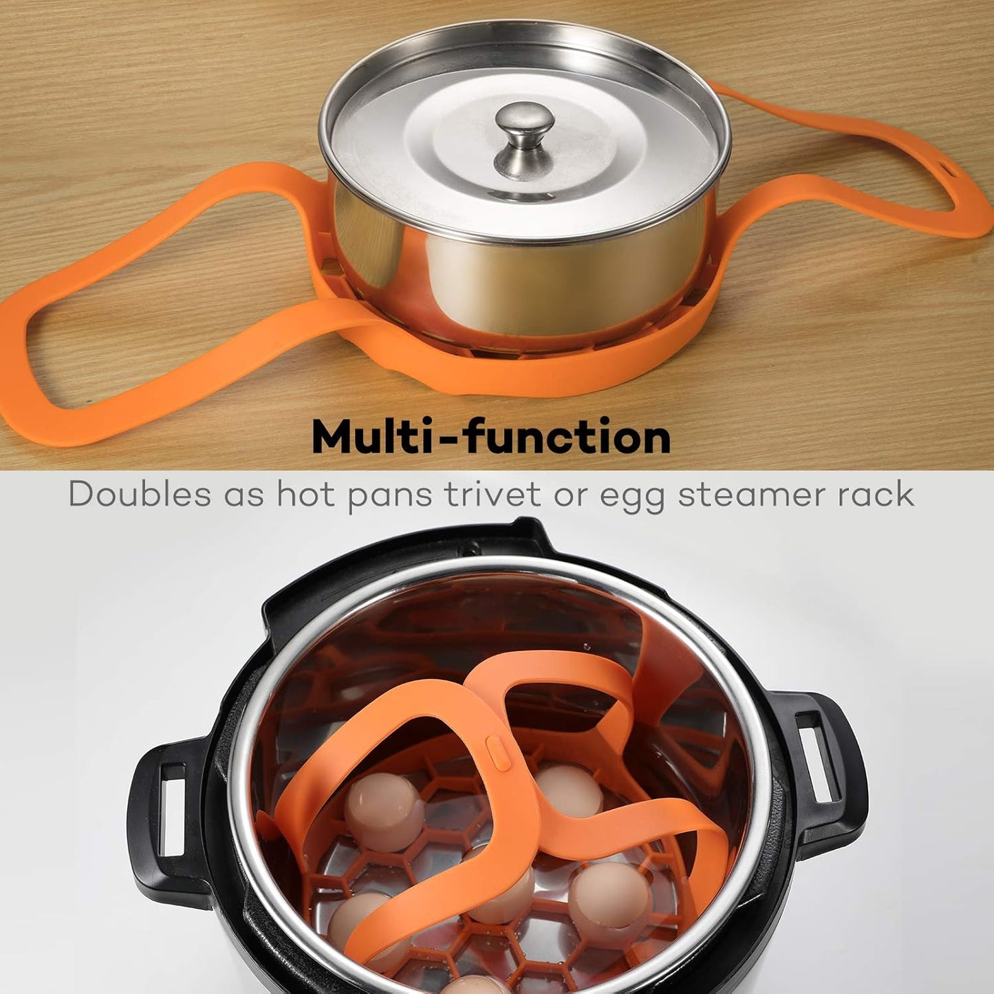 SiCheer Pressure Cooker Sling Silicone Bakeware Sling Compatible with Instant Pot 6 Qt / 8Qt, Compatible with Other Brand Multi-Function Cookers
