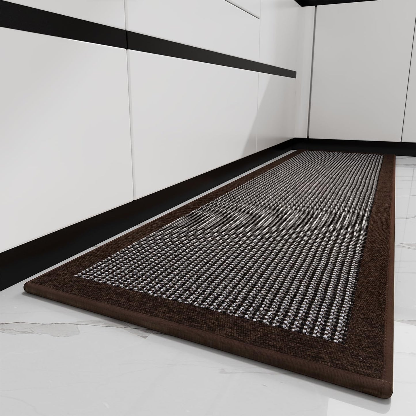 PADOOR Kitchen Rugs and Mats Non Skid Washable - Non Slip Absorbent Kitchen Runner Rugs for Floor, Machine Washable Standing Mats for in Front of Sink,Entryway,Entrance,Door(20"x32",Dark Brown)