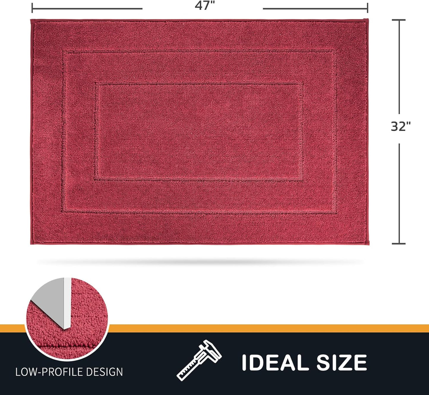PURRUGS Dirt Trapping Door Mat 32" x 47", Non-Slip/Skid Machine Washable Entryway Rug, Dog Doormat, Super Absorbent Welcome Mat for Muddy Wet Shoes and Paws, Burgundy Red
