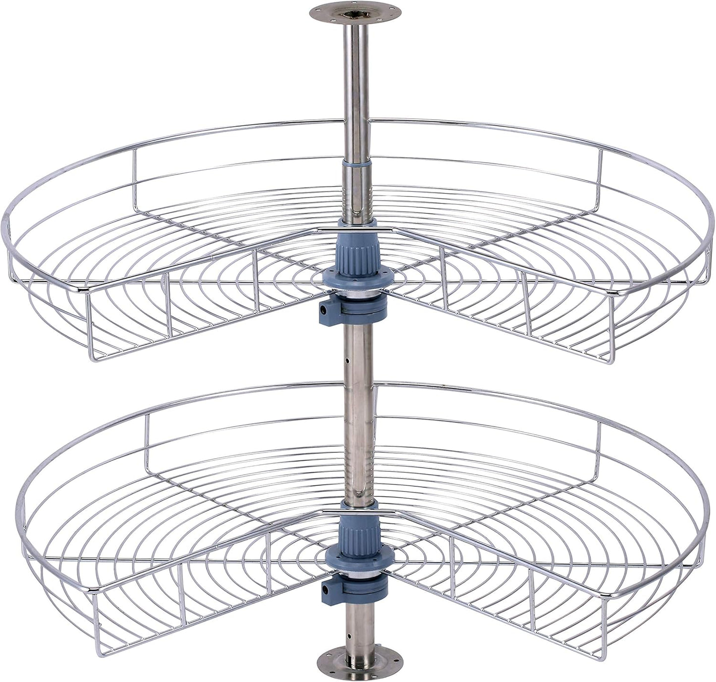 Dowell 28" Kidney Lazy Susan, 2 Shelves, Kitchen Base Corner Cabinet Organizer (Chrome 4001 270 28)