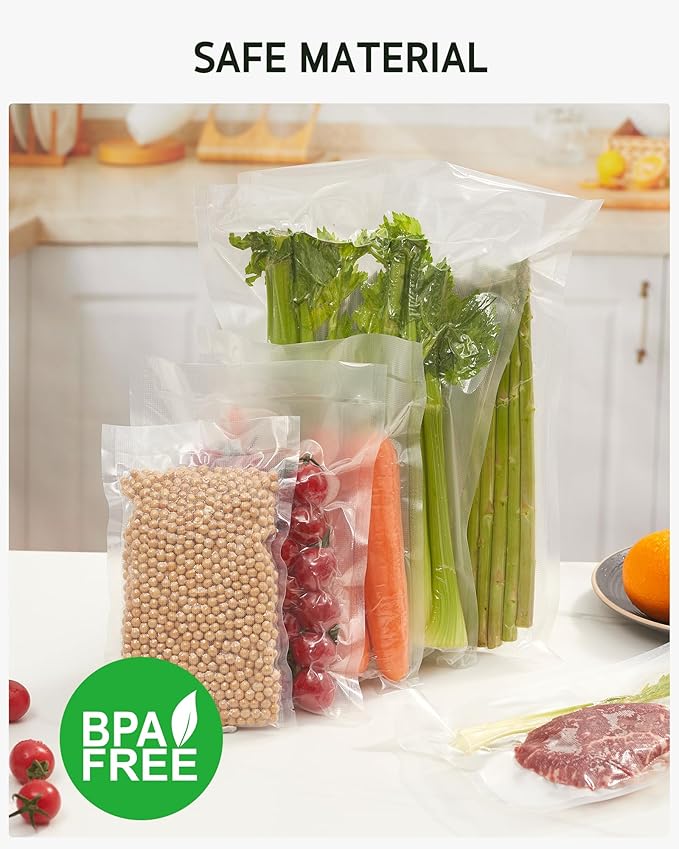 Syntus Vacuum Sealer Bags, 100 Quart 8" x 12" and Pint 6" x 10" Commercial Grade PreCut Bag, BPA Free Food Vac Bags for Storage, Meal Prep or Sous Vide