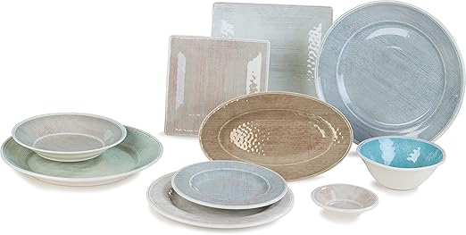 Carlisle FoodService Products Grove Reusable Plastic Plate Salad Plate with Rim for Home and Restaurant, Melamine, 9 Inches, Buff, (Pack of 12)
