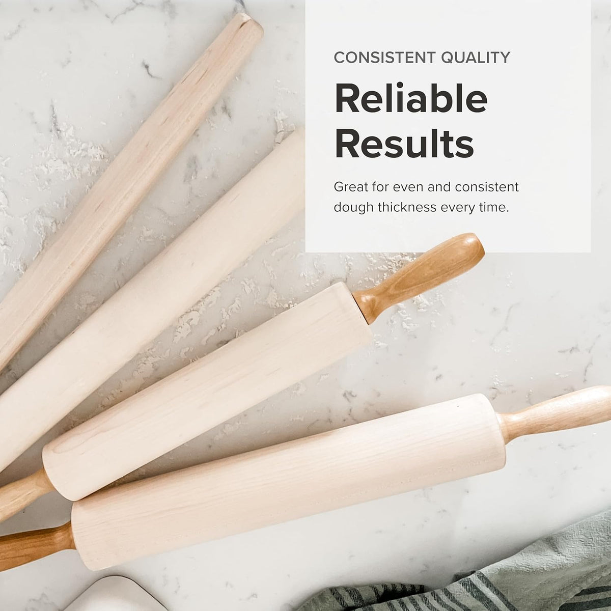 Frieling Crafted in the USA Maple Rolling Pin with Handles - Classic Rolling Pin for Baking - 2.4 x 12-Inch Barrel - Dough Roller