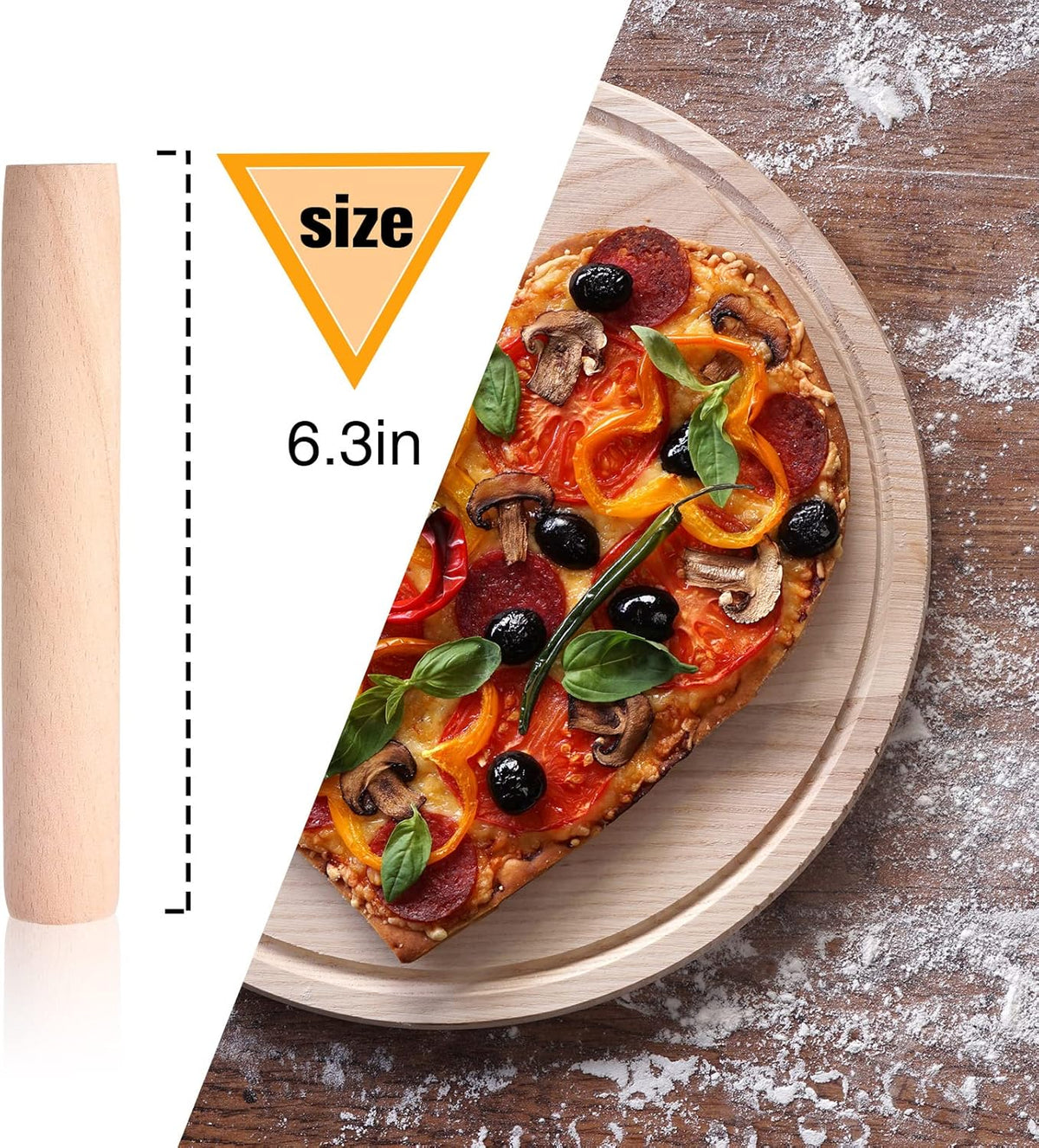 Patelai Small Wooden Rolling Pin, Dumpling Dough Roller Wooden Mini Rolling Pins Kitchen Utensil Tool for Fondant, Pasta, Bread, Pastry, Cookies, Pizza, Pie, Cylinder Style, 6.3 Inch (30 Pieces)