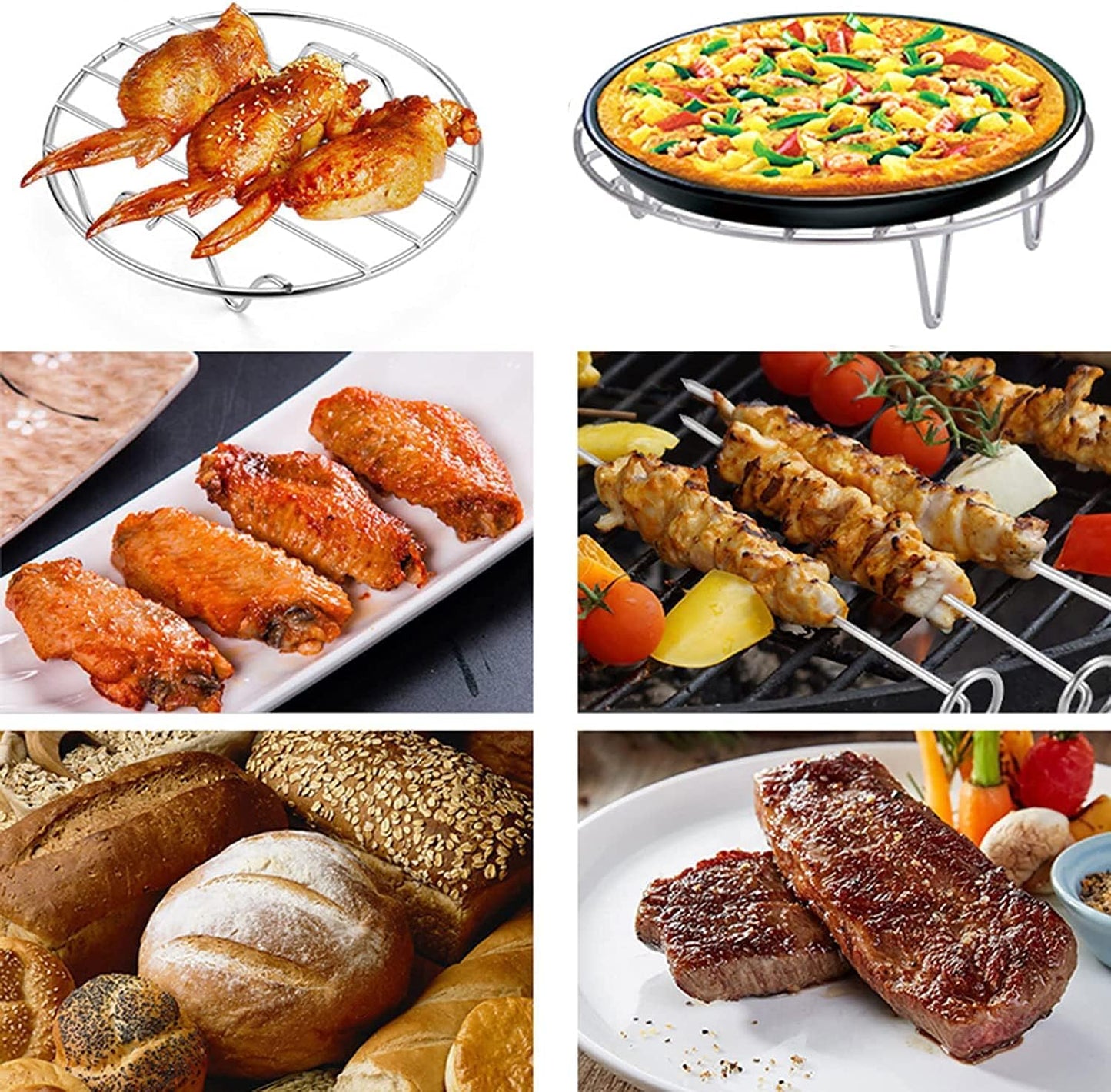 13.8" Round Cooking Rack Versatile Stainless Steel Grid Grill Steamer Rack, Fits Air Fryer Pot Pressure Cooker Canning