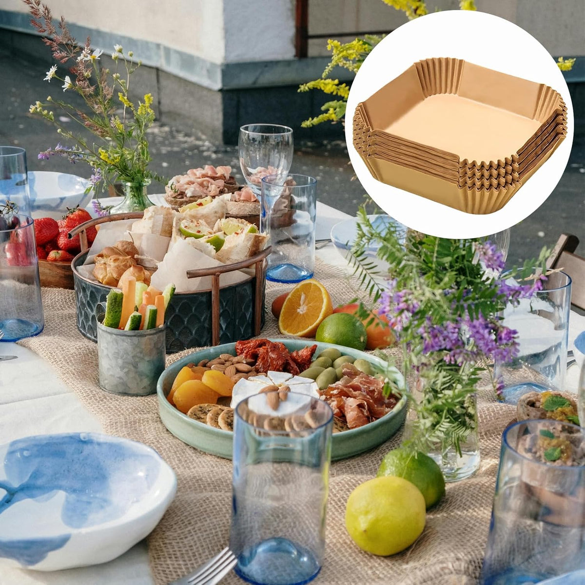Air Fryer Liners Disposable,200PCS Victoyaw 10 Inch Square Air Fryer Parchment Paper Liners for 8-12QT Air fryer,Easy to Clean Non-Stick Waterproof Airfryer Paper Liner