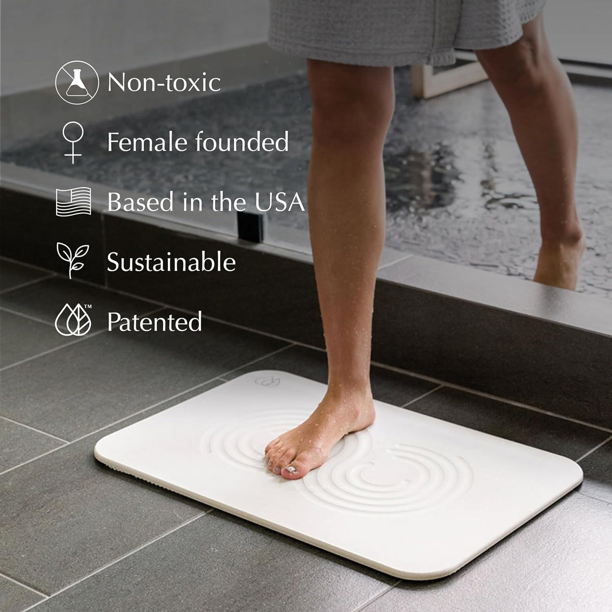 Dorai Home Bath Stone Mat 23.6"x15.4"| Luxury Diatomite Stone Bath Mat |Quickly Removes Water | Non-Slip, Quick-Dry Stone Bath Mat for Bathroom | Zen Sandstone - 2 Pack