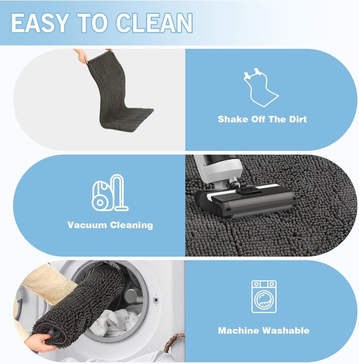 Amyracel Dirt Trapping Door Mat, 48" x 72" Large Absorbent Dog Door Mat for Muddy Paws, Quick Dry Non Slip Chenille Mud Mat for Dogs, Machine Washable Entry Indoor Entryway Rug for Inside Floor