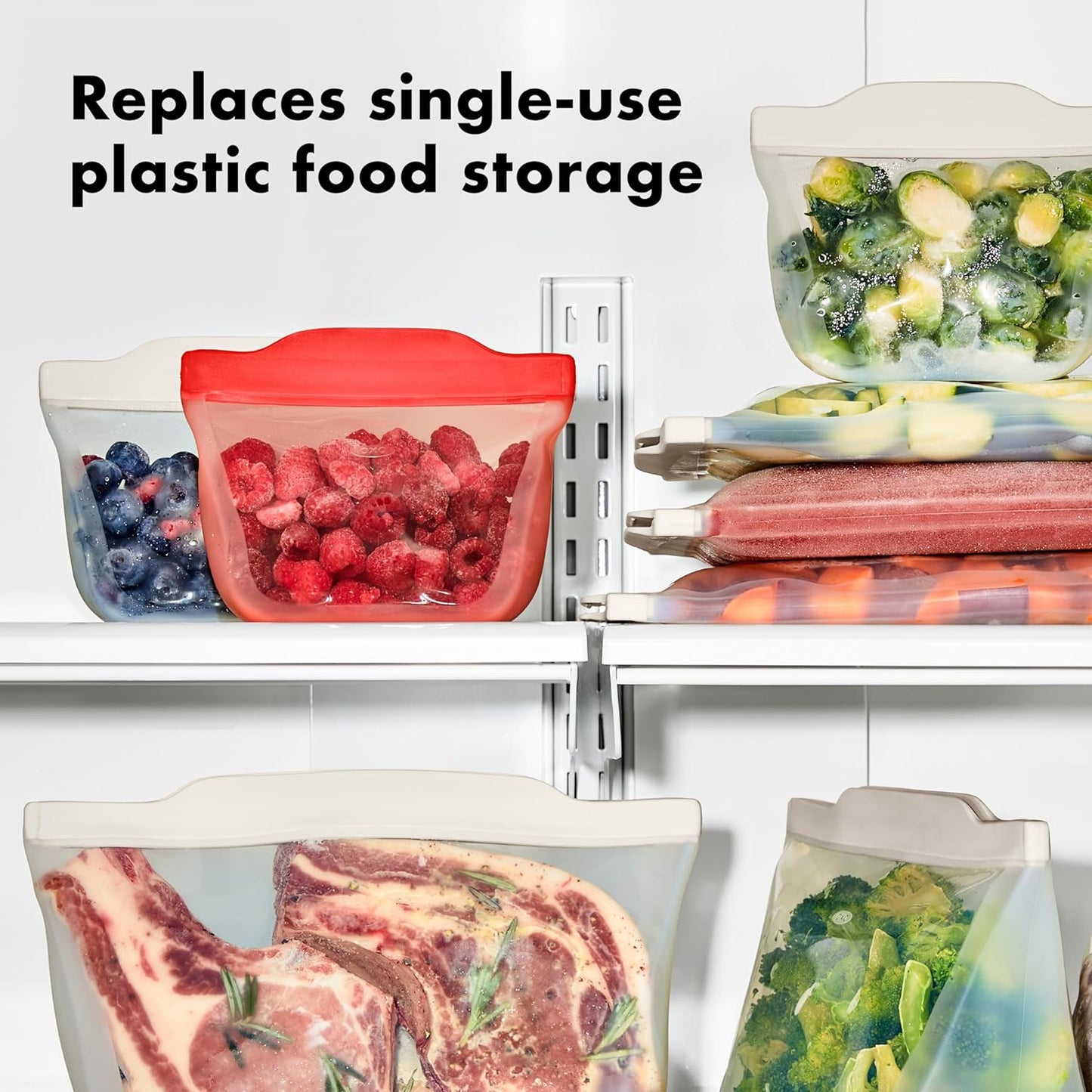 OXO Good Grips Silicone Reusable Bag – Stand-Up Snack (12 oz) – Lagoon