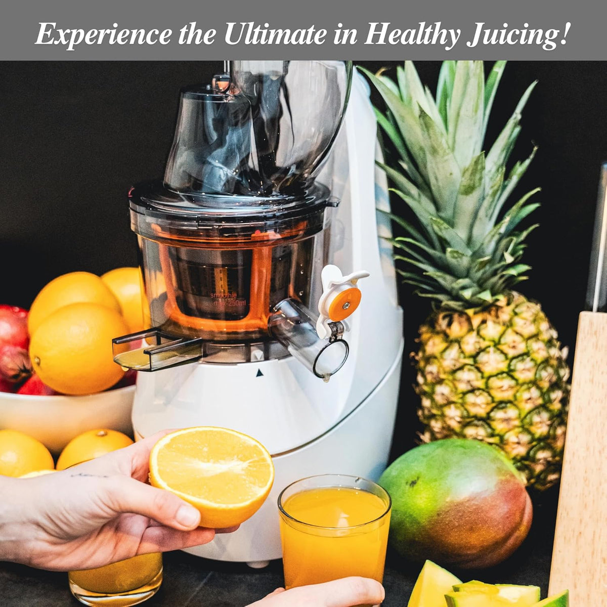 Cold Press Slow Masticating Juicer, Ultra-Quiet 240W Motor, Maximized Juice Yield, Included Frozen Dessert Strainer, Drip-Free Cap - Teal