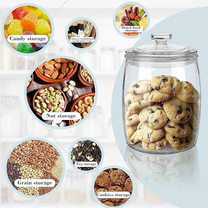 Ritayedet Half Gallon Glass Jars with Lid, Wide Mouth Cookie Jars Set of 2, Apothecary Jar for Candy, Glass Canisters for Kitchen Storage and Laundry Organization