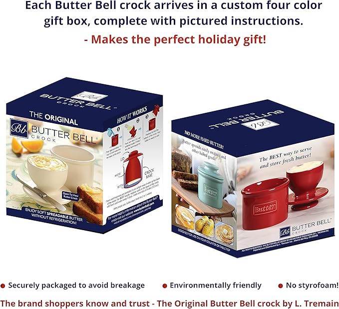 Butter Bell - The Original Butter Bell Crock by L. Tremain, French Ceramic Butter Dish, Café Matte Collection, Navy Matte