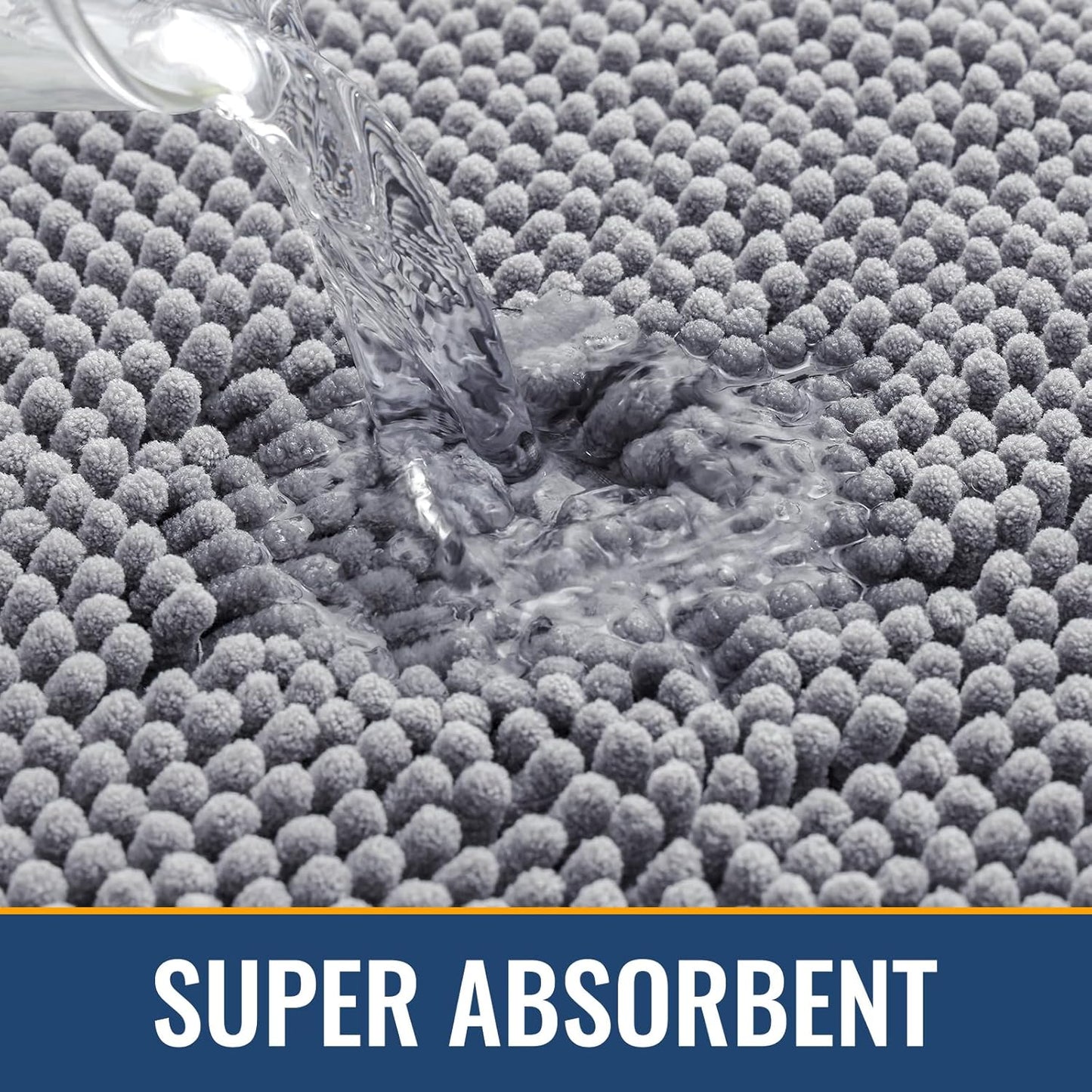 Arotive Bathroom Rugs 40x32, Extra Soft Absorbent Shaggy Chenille Bath Rugs, Machine Washable Rubber Backing Non-Slip Bath Mats for Bathroom Floor Tub and Shower, Home Decor Accessories, Grey