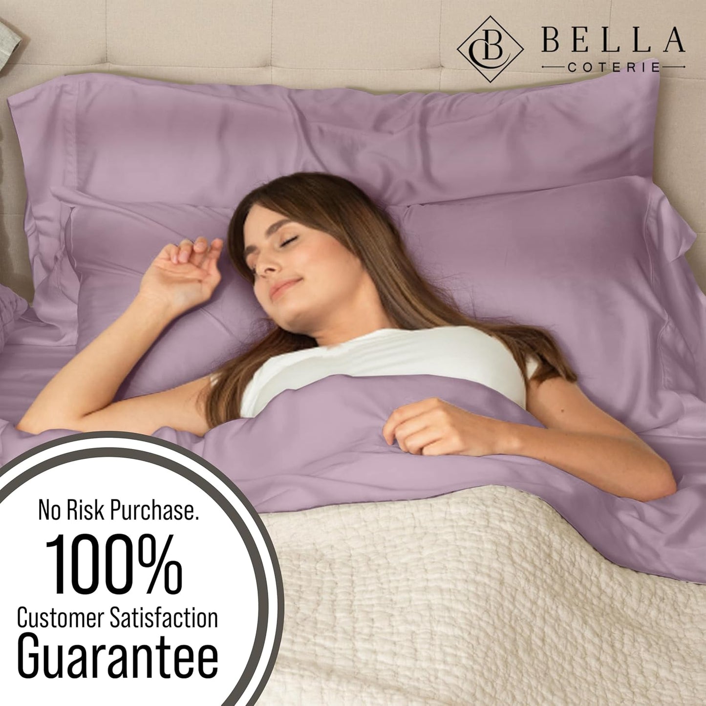 Bella Coterie Luxury Bamboo Viscose Cal King Size Sheet Set | 100% Organically Grown | Ultra Soft | Cooling for Hot Sleepers | 18" Deep Pocket [Lilac]