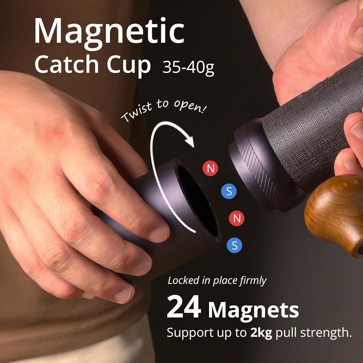 1Zpresso J-Ultra Manual Coffee Grinder Iron Gray, Conical Burr, Foldable Handle, Magnet Catch Cup Capacity 40g, Numerical Adjustable Finely Setting, Faster Grinding Efficiency ideal for Espresso