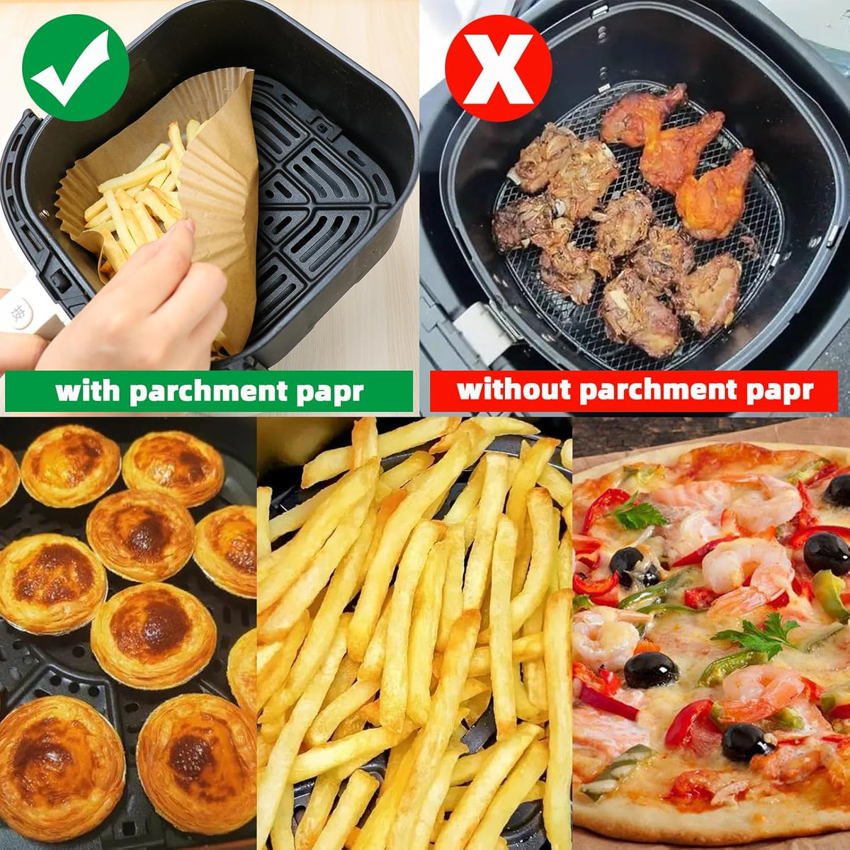 200PCS Air Fryer Liners Disposable,Victoyaw 9 Inch Square Air Fryer Parchment Paper Liners for 5-8QT Air fryer,Non-Stick Waterproof Airfryer Paper Liner
