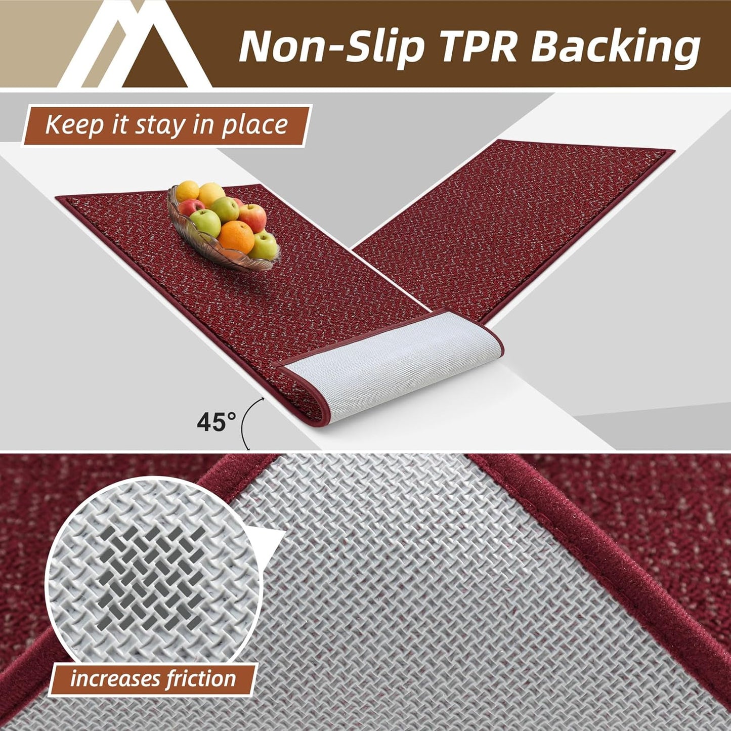 COSY HOMEER-Door-Mat 36"x60" Non Slip Absorbent Entryway Rugs Dirt Trapper Doormats Washable Entrance Mats Low Pile Welcome Floor Mat for Front Back Door and Entry Mats,Red