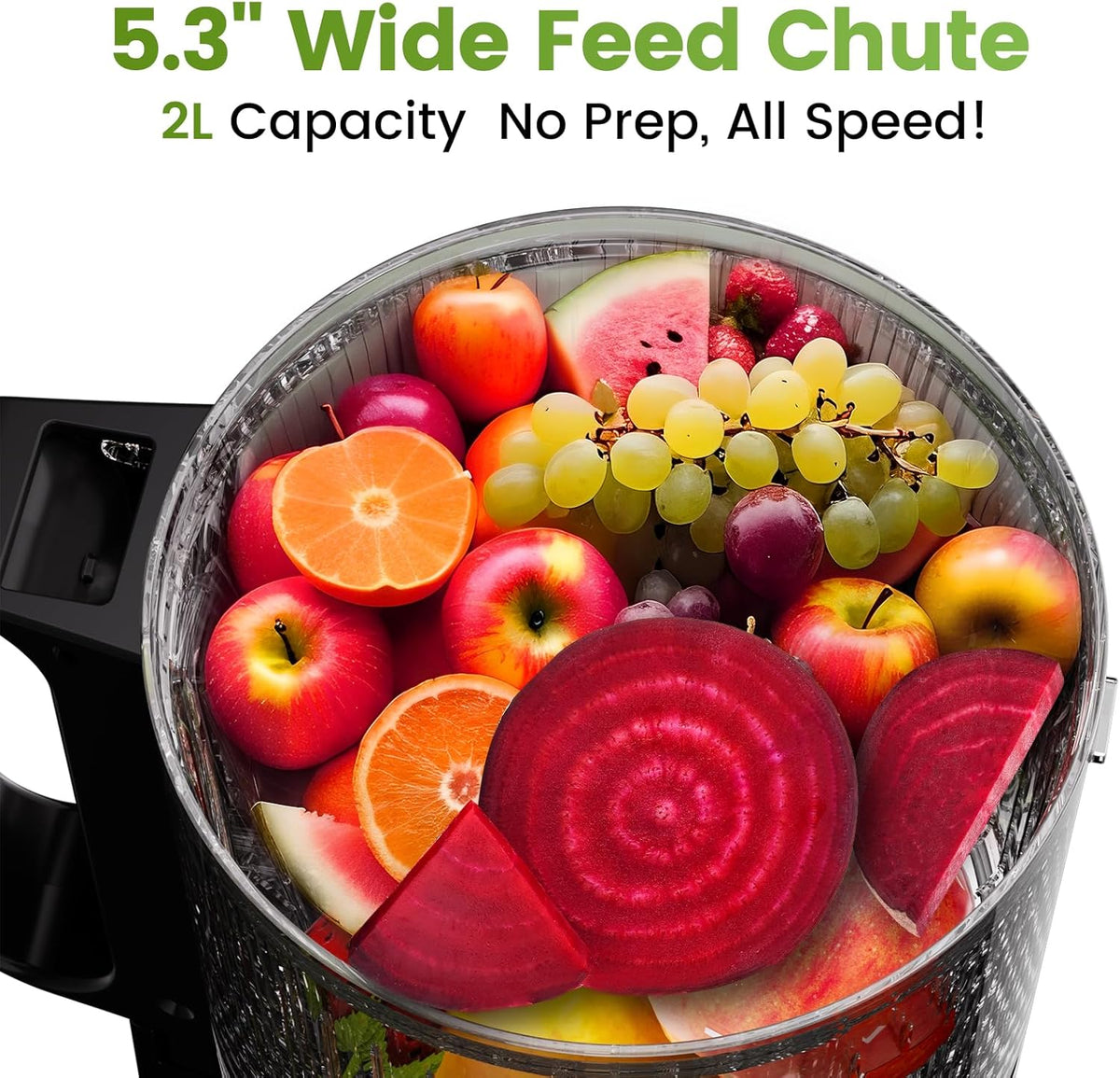 Cold Press Juicer Machines, High Nutrient Retention, 99% Juice Yield, 5.3" Wide Feed Chute for Whole Fruits & Vegetables, Quiet Slow Masticating Juicer, BPA-Free, Easy to Clean