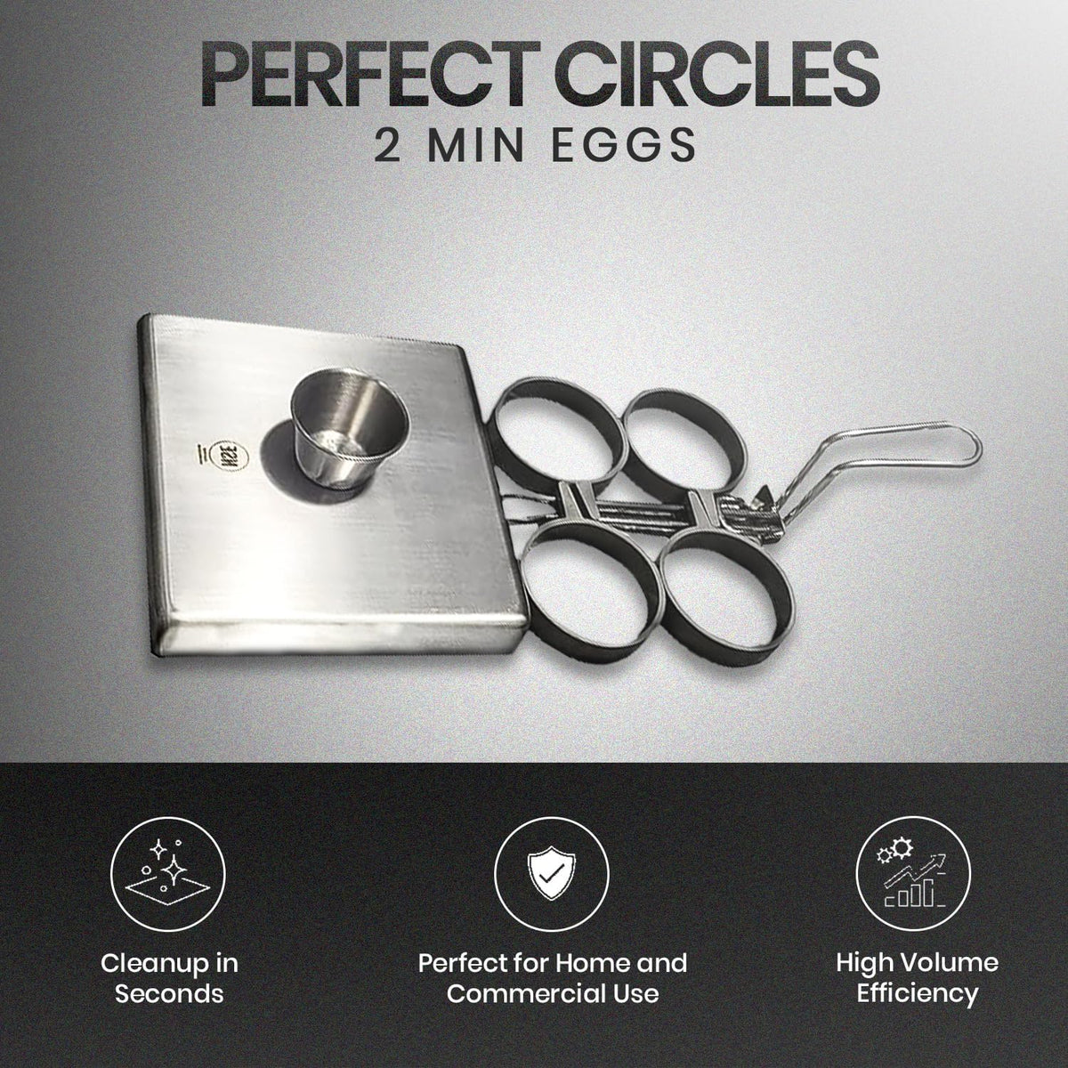 Rattleware Stainless Steel Egg Rings - Commercial-Grade, Even Cooking, Heat-Resistant Handle, Ideal for Frying Eggs - Durable & Trusted by Professional Chefs Worldwide (4 Ring Set)
