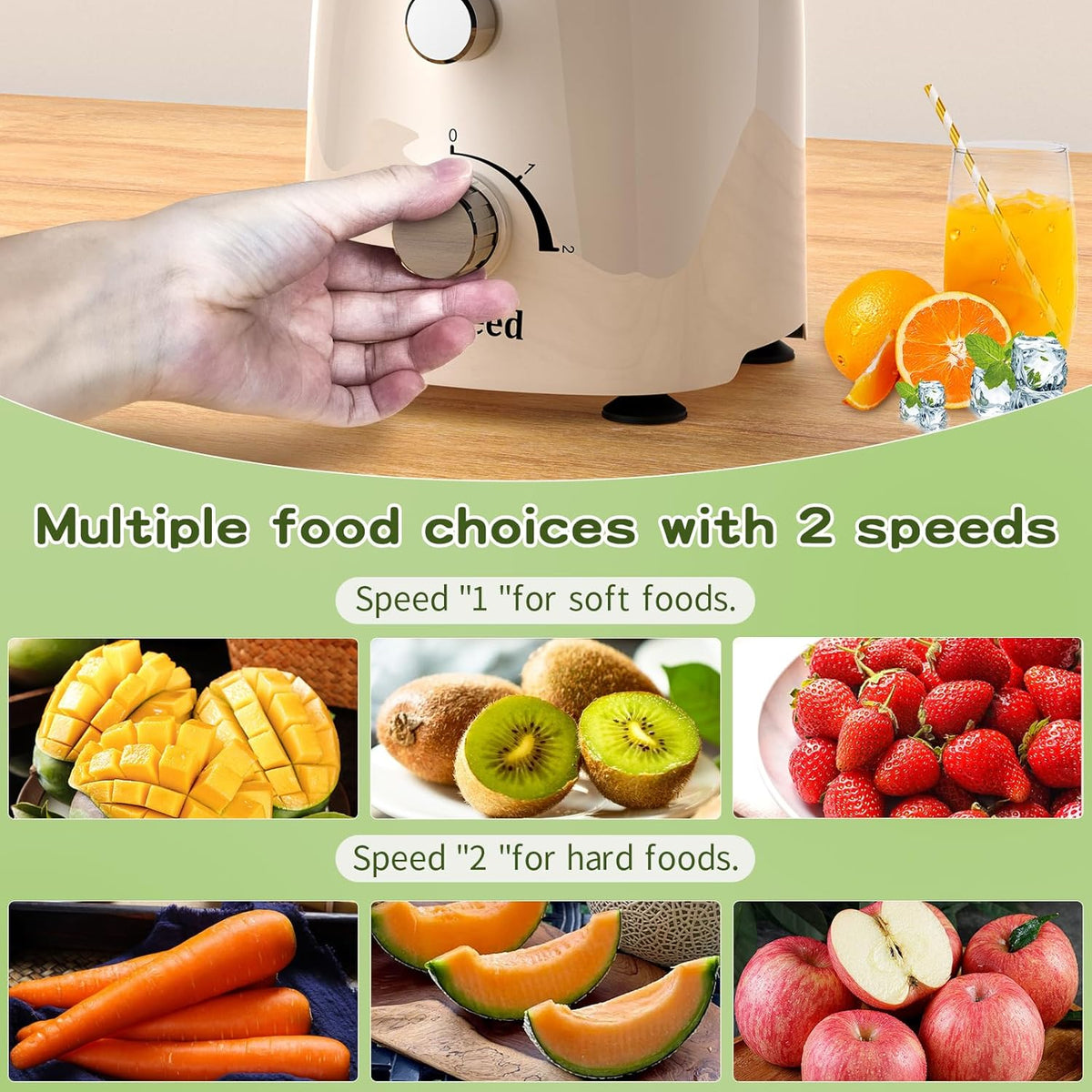 Juicer Maker,Vospeed Juicer Machines,750W juicer machines vegetable and fruit,With 3.5-Inch Wide-Mouth Feed Chute,Juice Extraction at Constant Temperature,With 1.2L Cup, BPA-Free,Easy to Clean (White)