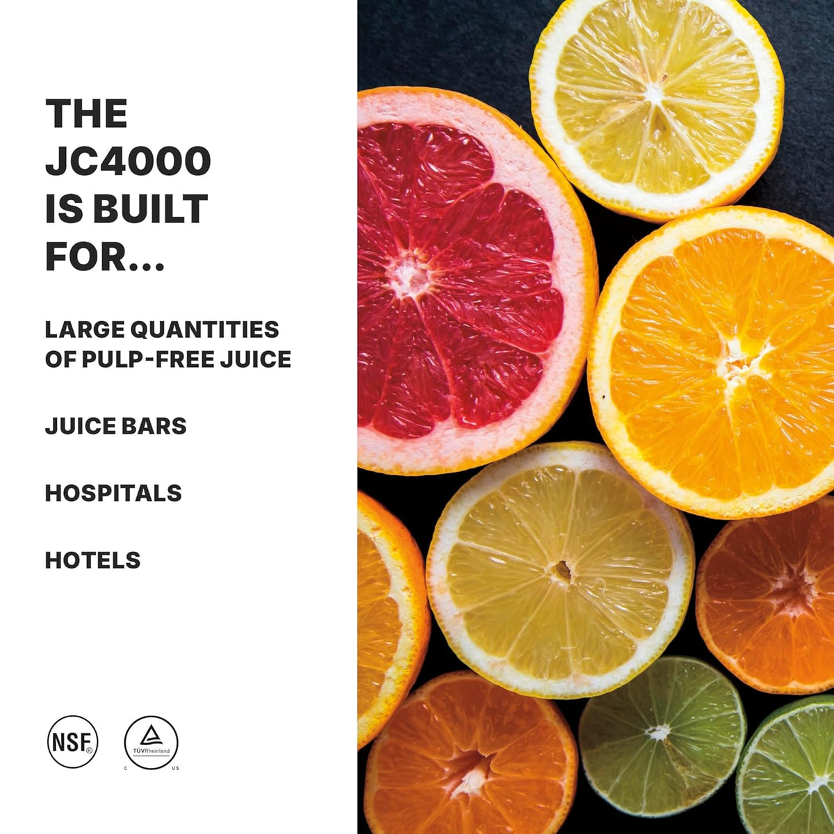 Waring Commercial JC4000 Heavy Duty Citrus Juicer with Dome, 120V, 5-15 Phase Plug, 10 x 10 x 19.5 inches, White