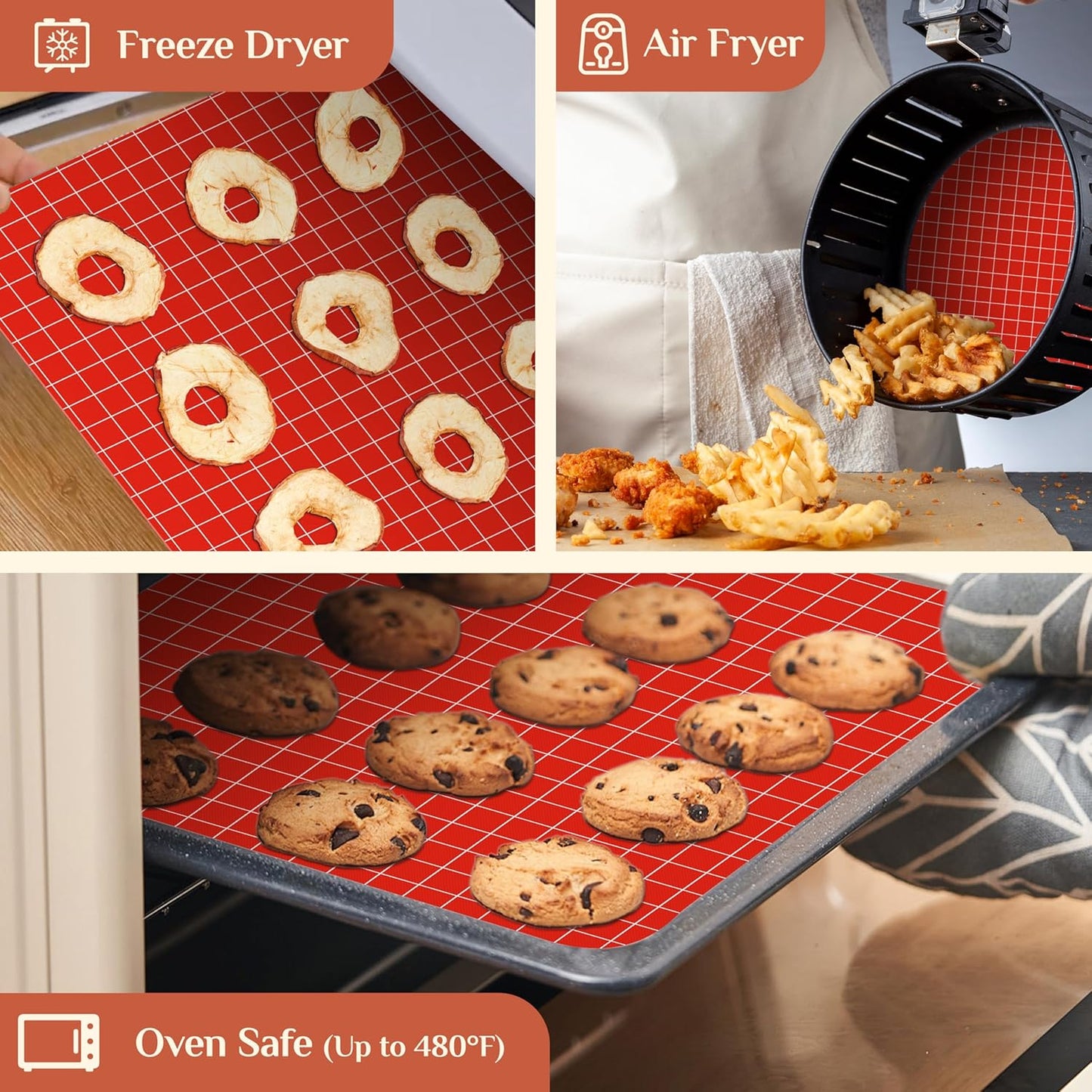 Silicone Baking Mat, 16 IN x 6 FT Free Cutting Baking Sheet,Non-Stick Reusable Dough & Pastry Mat,Non-Slip Silicone Mat Roll for Air Fryer Liner,Freeze Dryer,Oven Baking Pan,Kitchen Counter