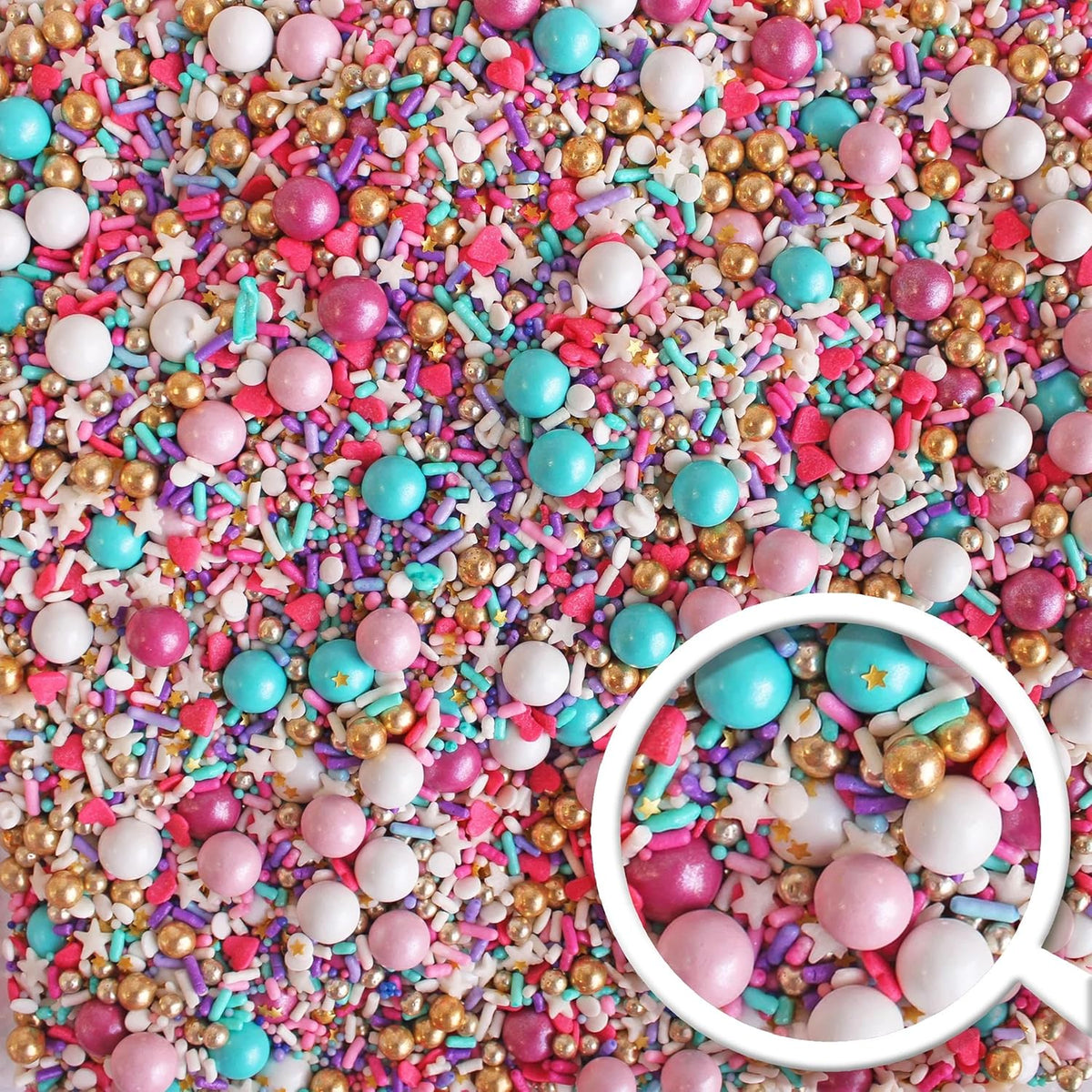 Sprinkle Pop Hey Sugar! Sprinkle Mix| Purple White Pink Aqua Sprinkles Mix with Pink Heart Confetti| Girl Lady Valentines Sprinkles Made in USA for Decorating Cupcakes Cakes Cookies Donuts, 2oz