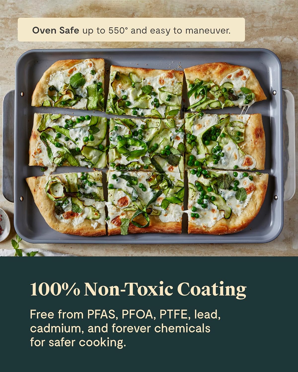 Caraway Non-Stick Ceramic Baking Sheet Trio - Naturally Slick Ceramic Coating - Non-Toxic, PTFE & PFOA Free - 18 x 13" Large, 15 x 10" Medium, & 9" x 13" Small - Marigold