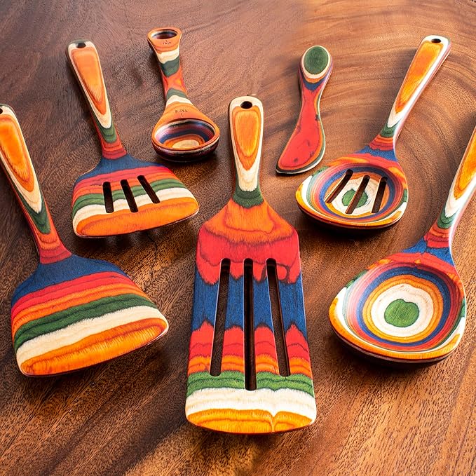 Totally Bamboo Baltique Marrakesh Collection 7 Piece Cooking Utensil Set, Safe for Nonstick