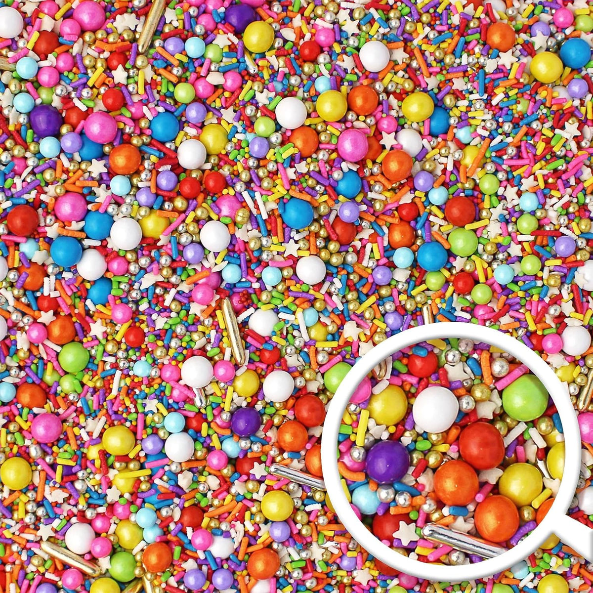 Sprinkle Pop Rainbow Road Sprinkle Mix| Blend of White Red Orange Yellow Green Blue Pink Purple Rainbow Sprinkles Made in USA for Decorating Birthday Cakes Cookie Cupcakes Ice Cream Chocolate,4oz