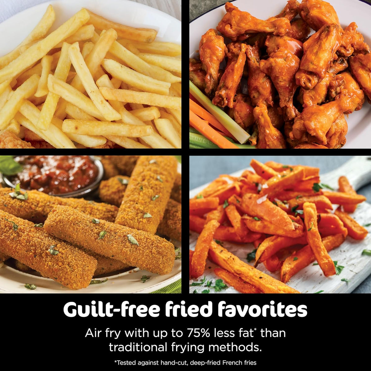 Ninja Foodi 6-in-1 FlexBasket Air Fryer with 7-QT MegaZone & Basket Divider for Large Proteins & Full Meals, Smart Finish Cook 2 Foods 2 Ways, Family Sized Capacity, Air Fry, Roast & More, Black DZ071